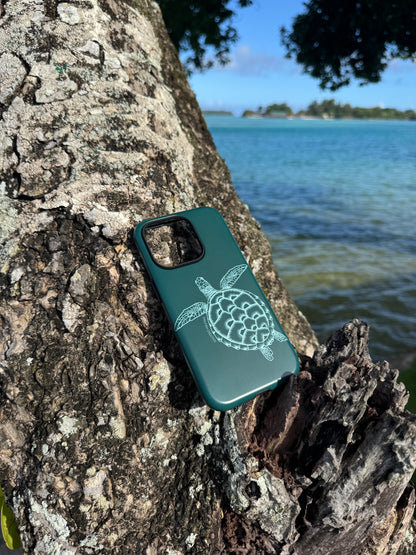 iPhone Tough Case - Turtle Outline Emerald