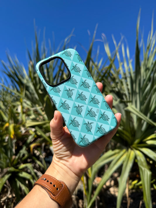 iPhone Tough Phone Case - Turtle Diamonds Teal