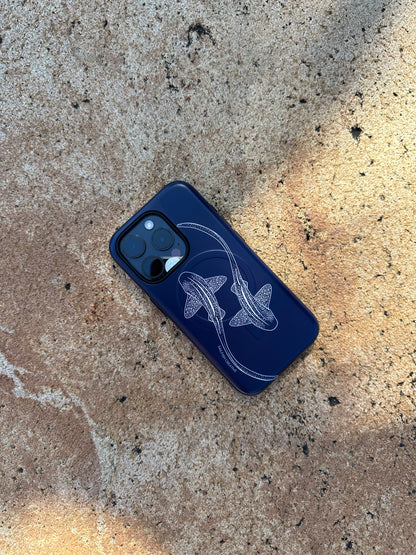 iPhone Phone Case - Leopard Sharks Outline Navy
