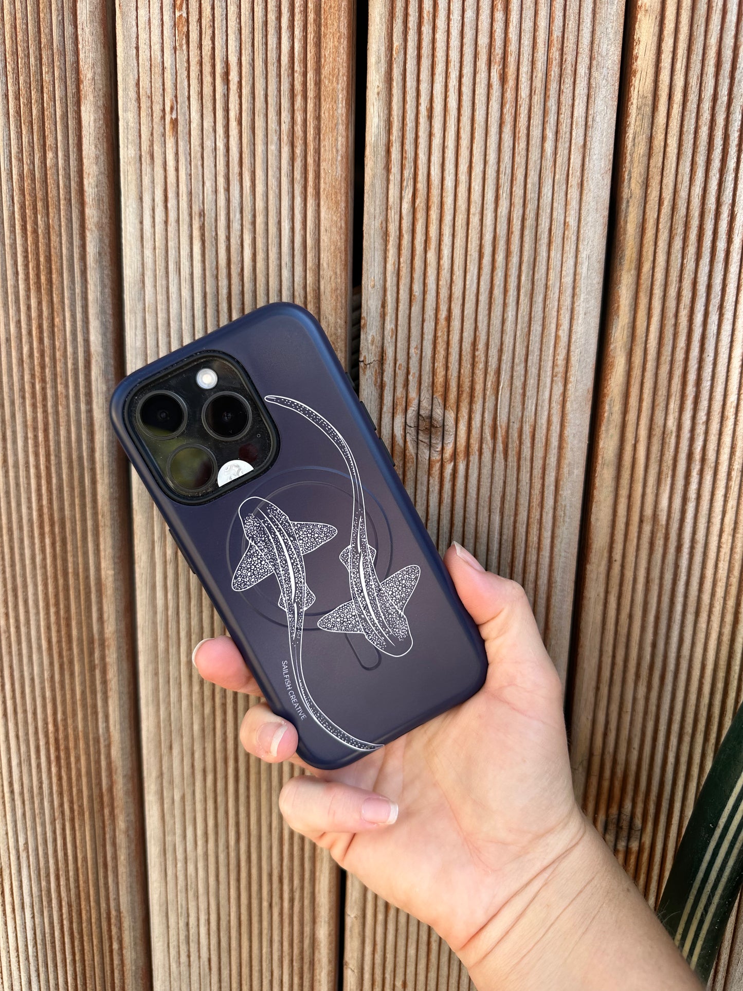 iPhone Phone Case - Leopard Sharks Outline Navy