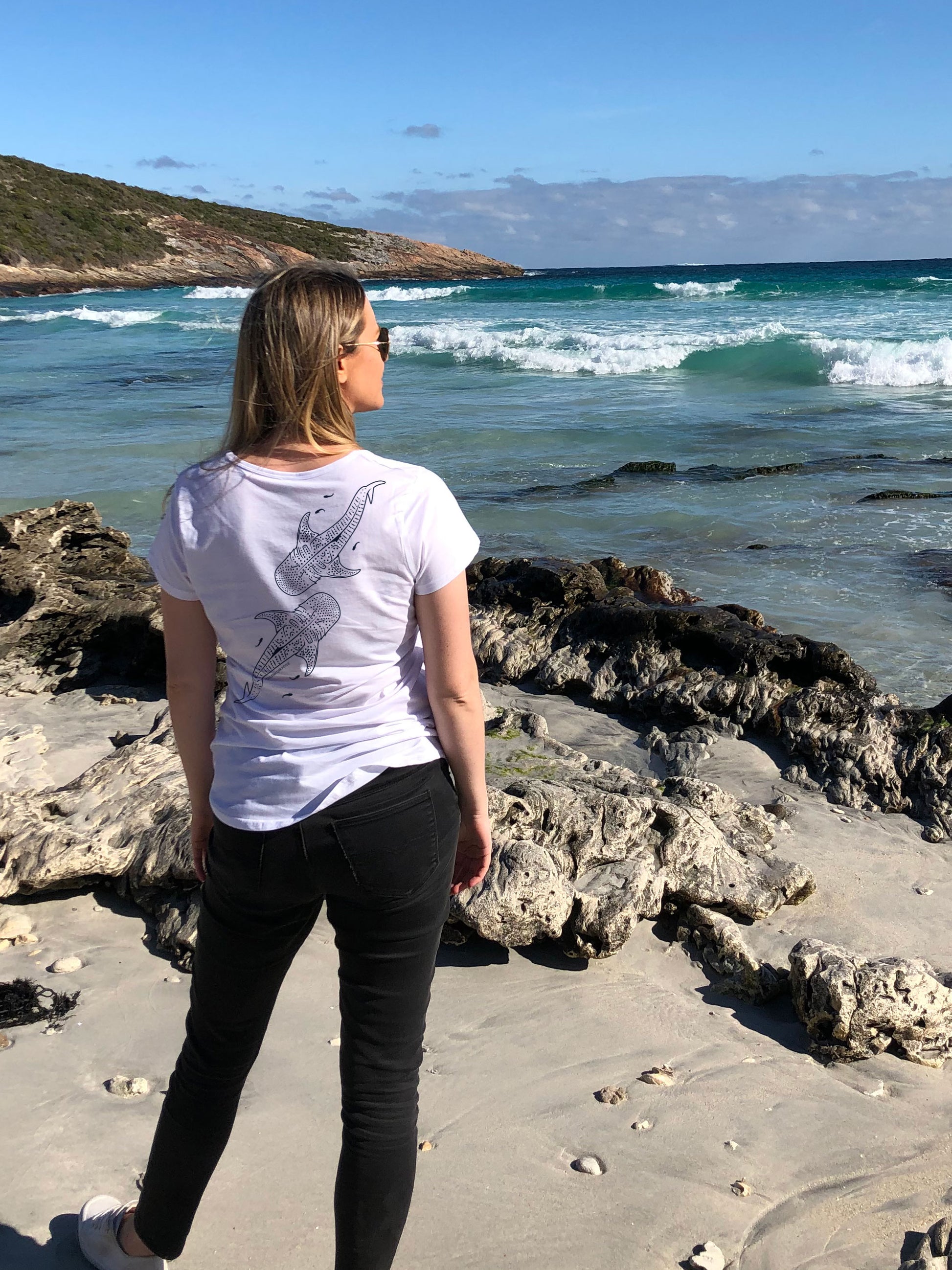 Whale Sharks Line Art - Women's Scoop Neck T-Shirt - Sailfish Creative