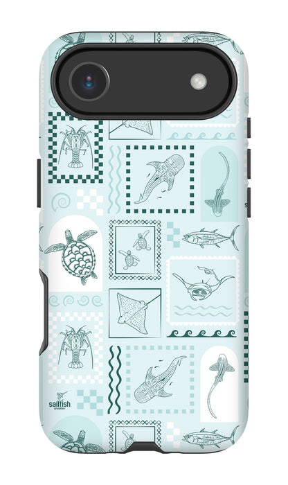 iPhone Tough Phone Case - Arches Print Teal