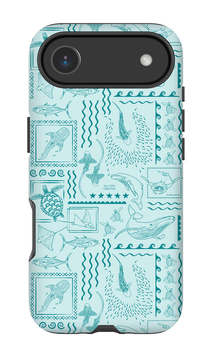 iPhone Tough Phone Case - Busy Print Teal