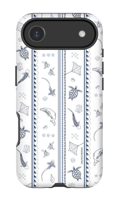 iPhone Phone Case - Candy Stripes Overcast Blue on White