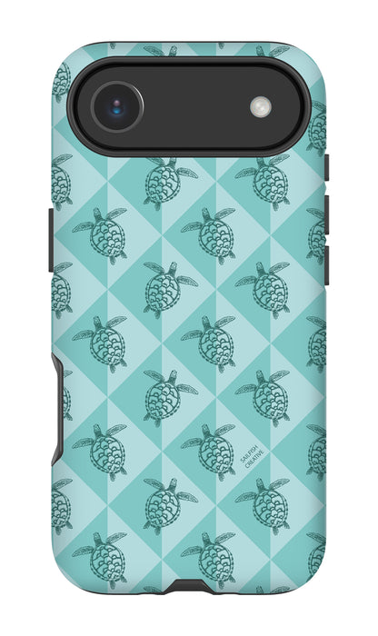 iPhone Tough Phone Case - Turtle Diamonds Teal