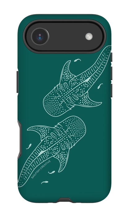 iPhone Tough Case - Whale Sharks Outline Emerald