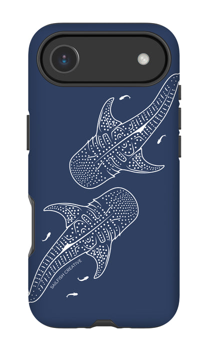 iPhone Tough Phone Case - Whale Sharks Outline Navy