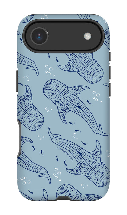 iPhone Tough Phone Case - Whale Sharks Pattern Blues
