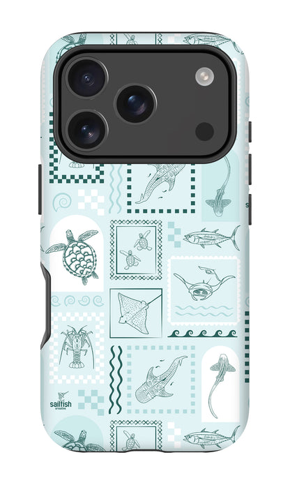 iPhone Tough Phone Case - Arches Print Teal