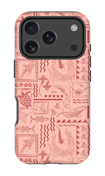 iPhone Tough Phone Case - Busy Print Coral