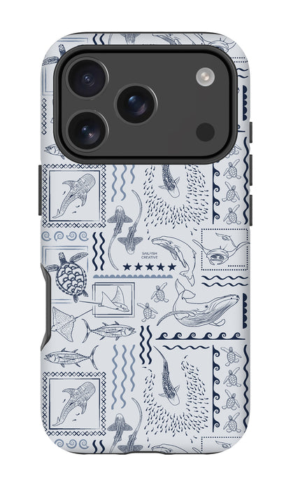 iPhone Phone Case - Busy Print Overcast Blue