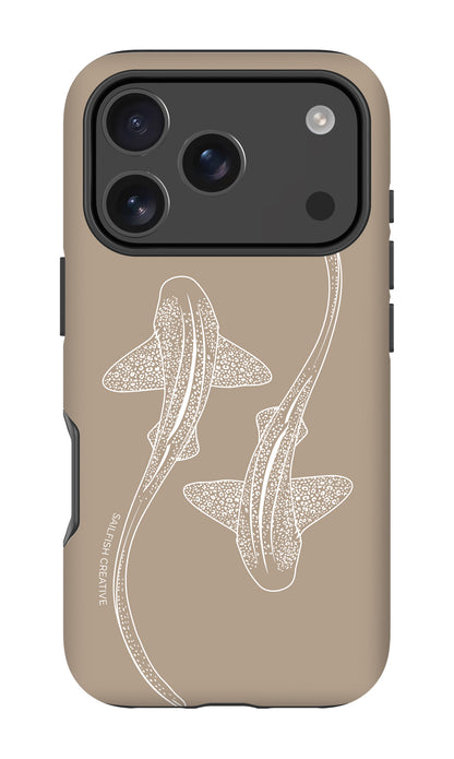 iPhone Tough Phone Case - Leopard Sharks Outline Natural