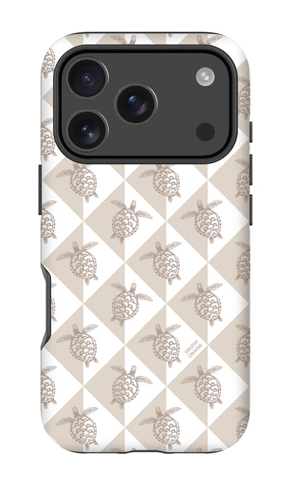 iPhone Tough Phone Case - Turtle Diamonds Neutral