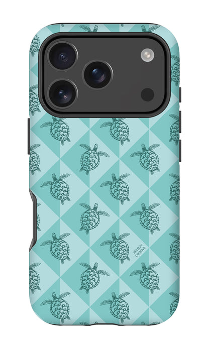 iPhone Tough Phone Case - Turtle Diamonds Teal