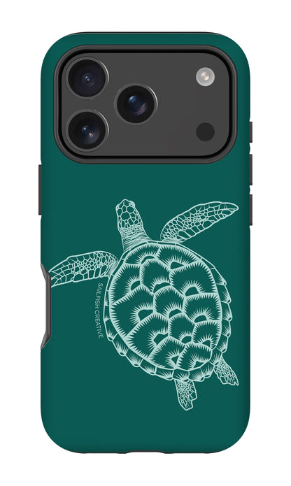 iPhone Tough Case - Turtle Outline Emerald