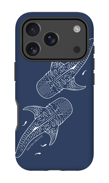 iPhone Tough Phone Case - Whale Sharks Outline Navy