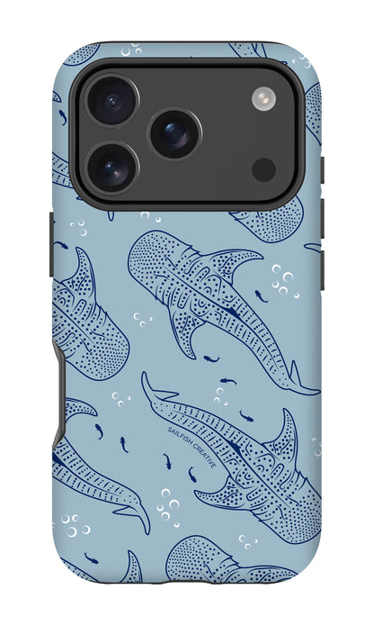 iPhone Tough Phone Case - Whale Sharks Pattern Blues
