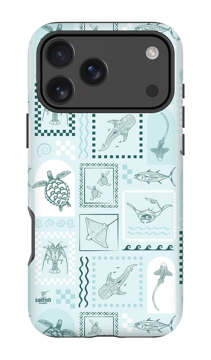 iPhone Tough Phone Case - Arches Print Teal
