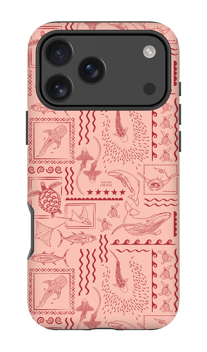 iPhone Tough Phone Case - Busy Print Coral