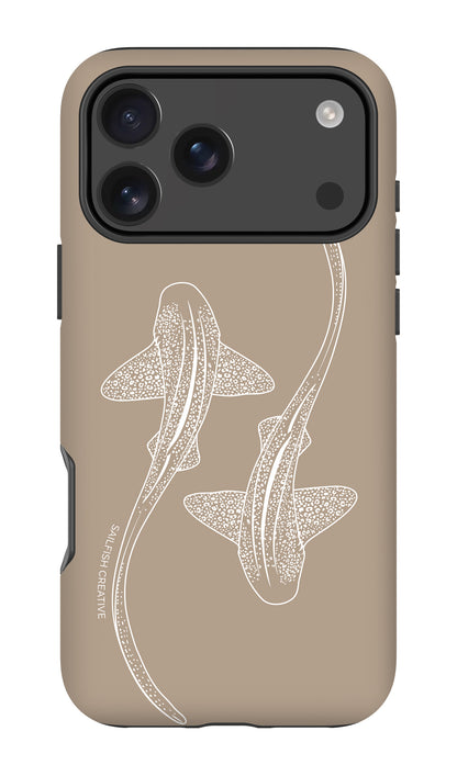iPhone Tough Phone Case - Leopard Sharks Outline Natural