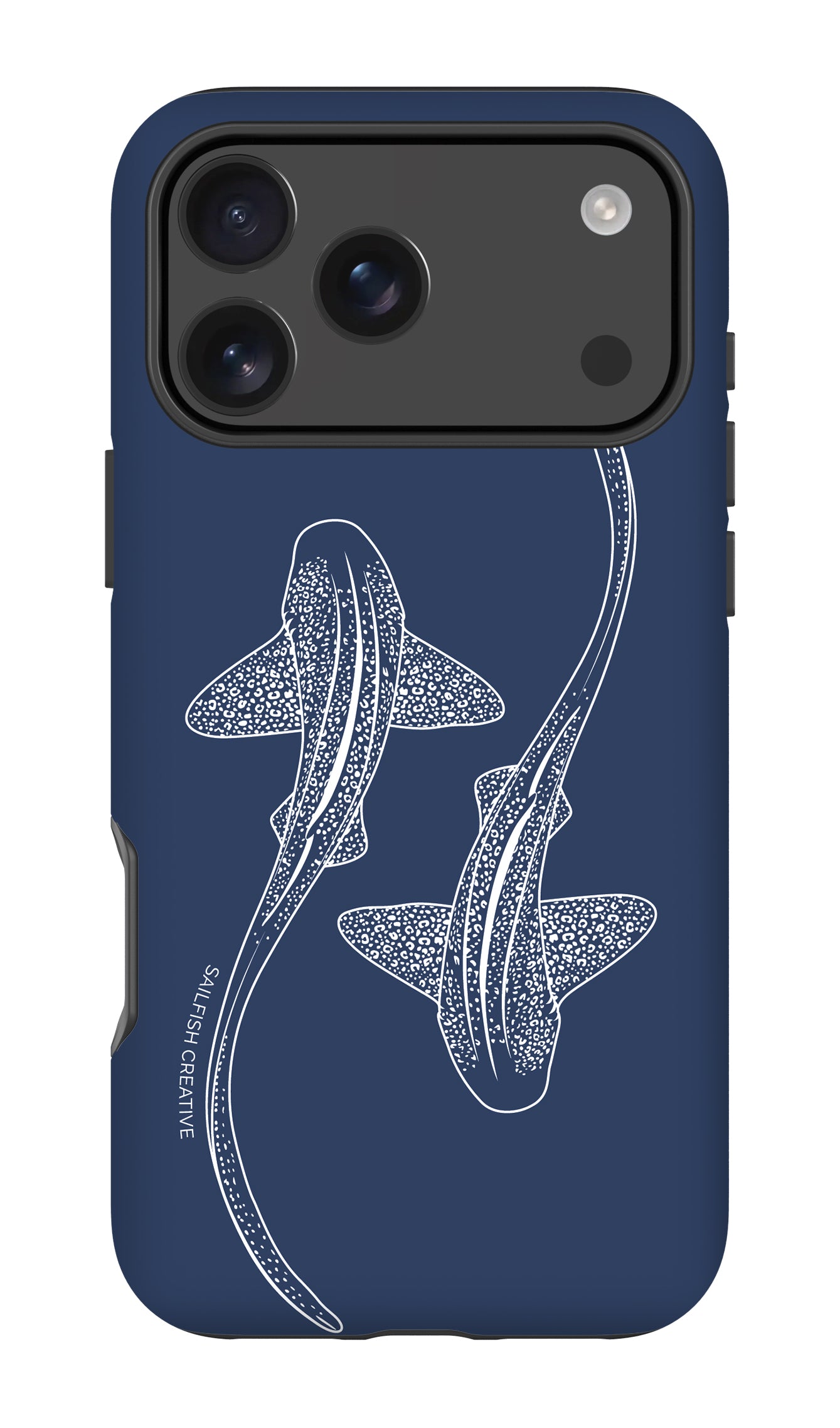 iPhone Tough Phone Case - Leopard Sharks Outline Navy