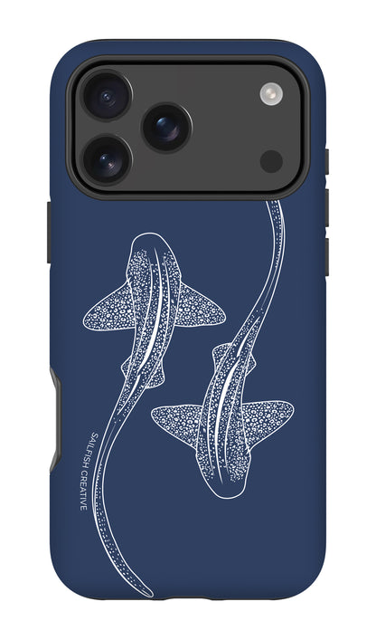 iPhone Tough Phone Case - Leopard Sharks Outline Navy