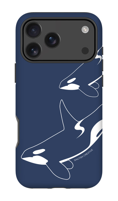 iPhone Tough Phone Case - Orca Outline Navy