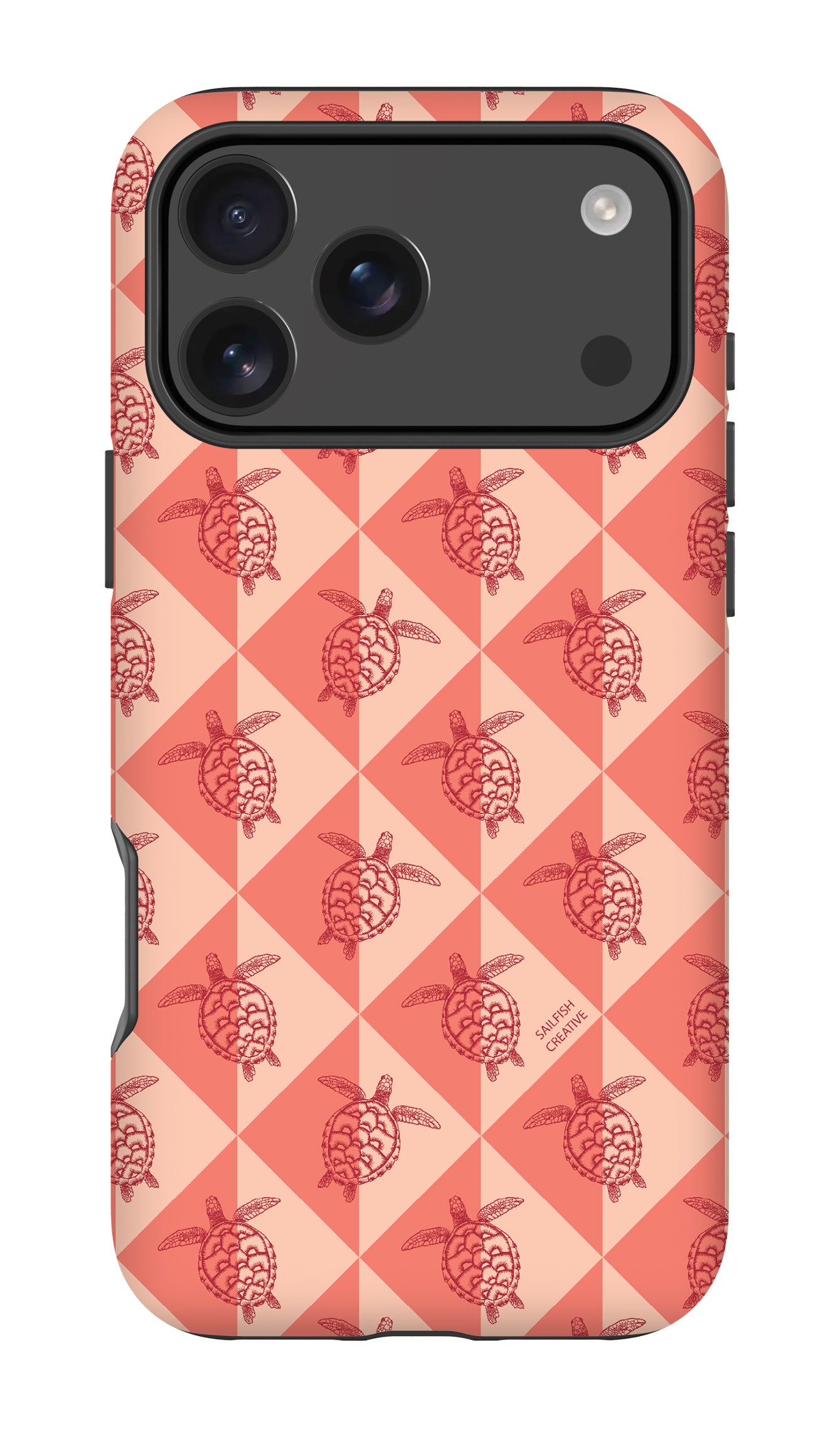 iPhone Tough Phone Case - Turtle Diamonds Coral