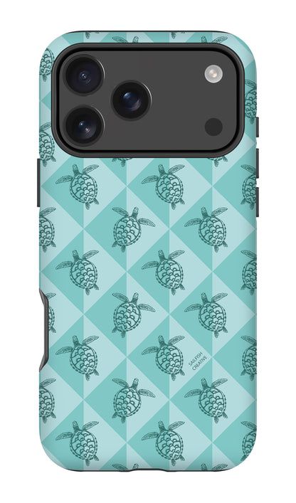 iPhone Tough Phone Case - Turtle Diamonds Teal