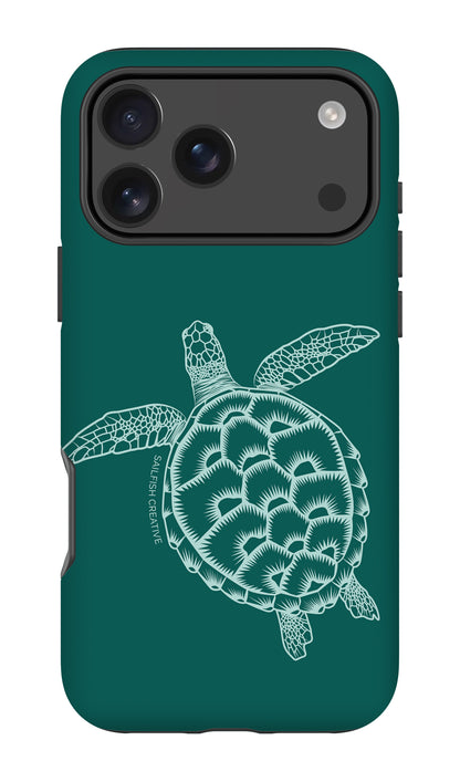 iPhone Tough Case - Turtle Outline Emerald