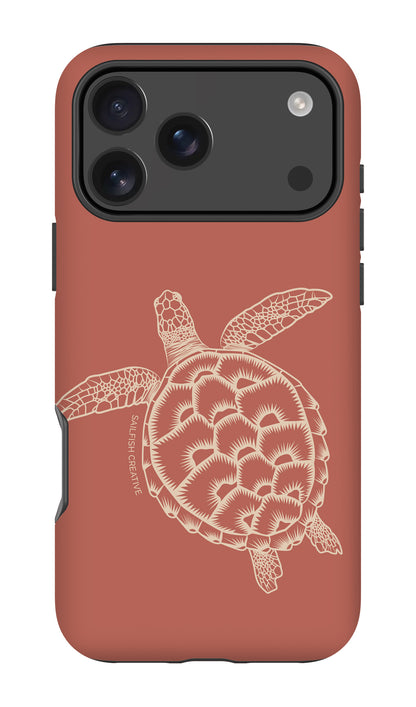 iPhone Tough Case - Turtle Outline Rusty Coral