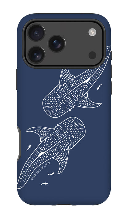 iPhone Tough Phone Case - Whale Sharks Outline Navy