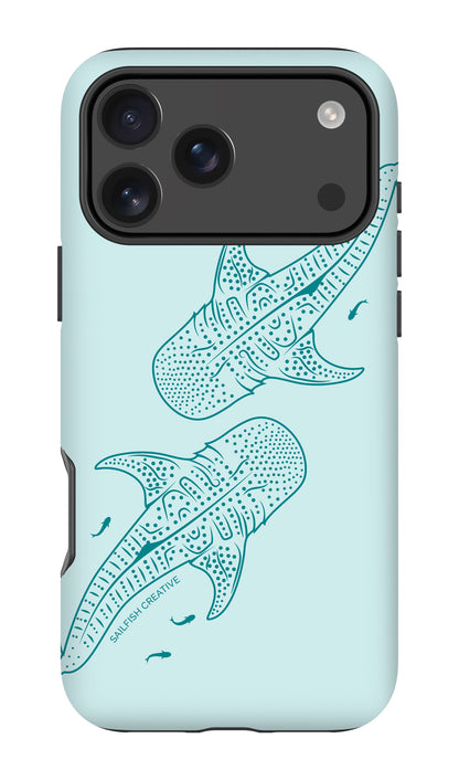 iPhone Phone Case - Whale Sharks Outline Teal