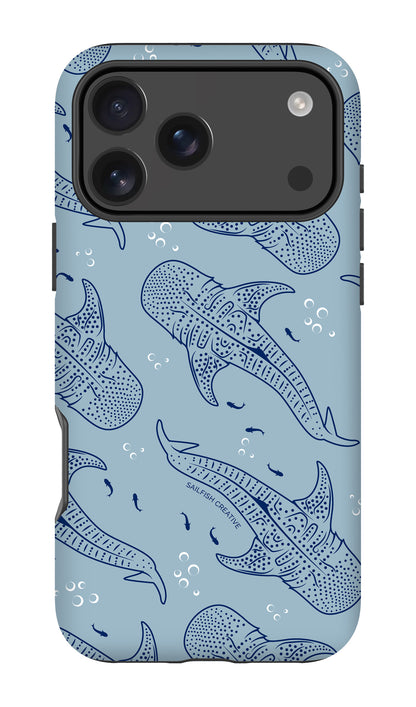 iPhone Tough Phone Case - Whale Sharks Pattern Blues