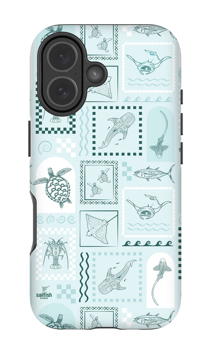 iPhone Tough Phone Case - Arches Print Teal