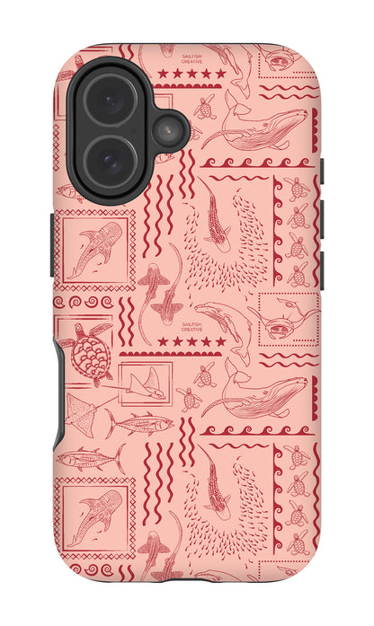 iPhone Tough Phone Case - Busy Print Coral