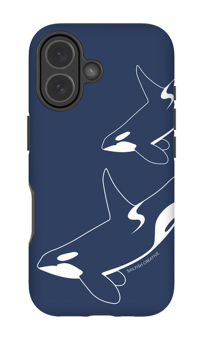 iPhone Tough Phone Case - Orca Outline Navy