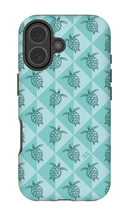 iPhone Tough Phone Case - Turtle Diamonds Teal
