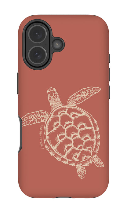 iPhone Tough Case - Turtle Outline Rusty Coral
