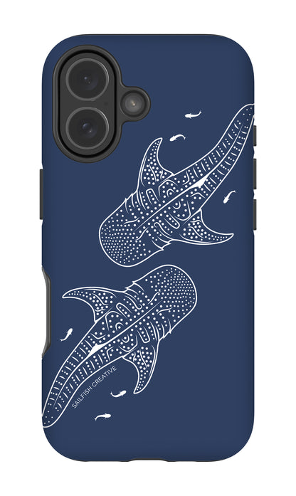 iPhone Tough Phone Case - Whale Sharks Outline Navy