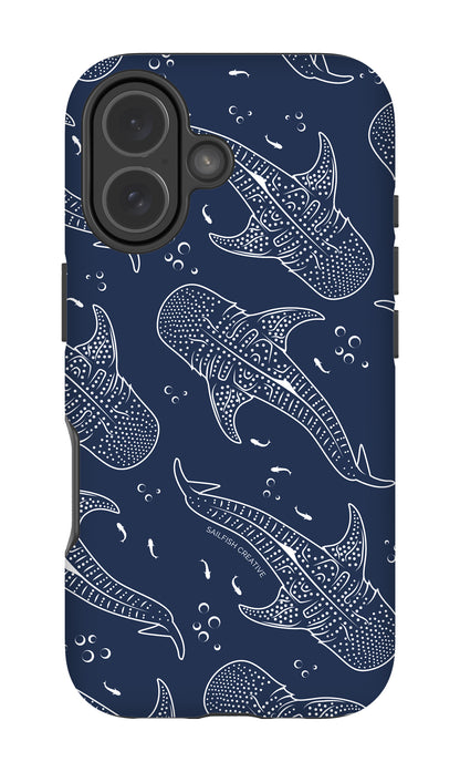iPhone Tough Phone Case - Whale Sharks Pattern Navy