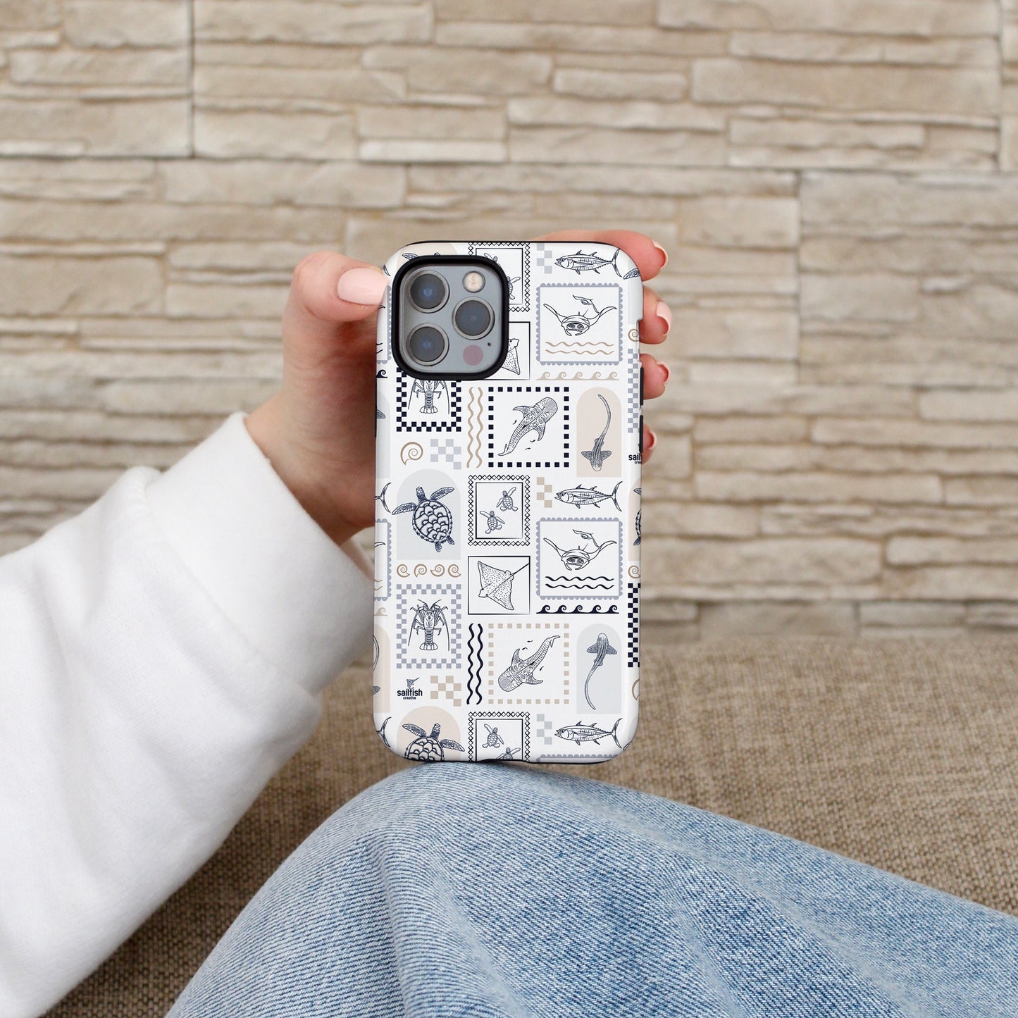 iPhone Tough Phone Case - Arches Print Beige