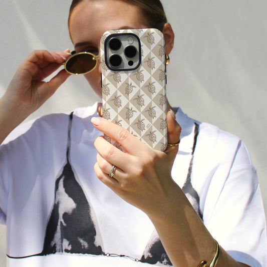 iPhone Tough Phone Case - Turtle Diamonds Neutral