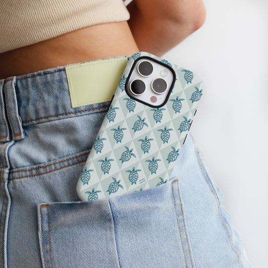 iPhone Tough Phone Case - Turtle Diamonds Coastal Storm