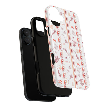 iPhone MagSafe Tough Phone Case - Candy Stripes Coral