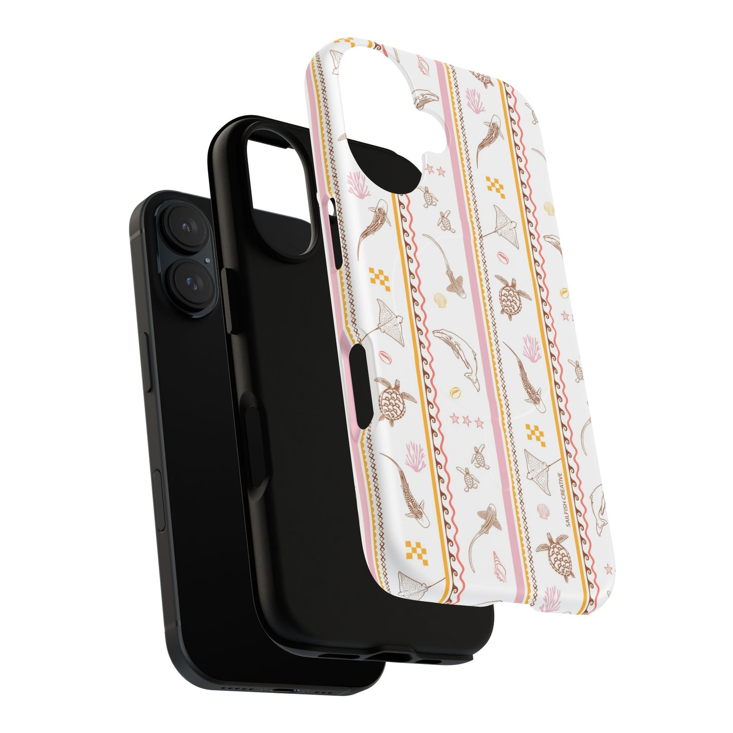 iPhone MagSafe Tough Phone Case - Candy Stripes on White
