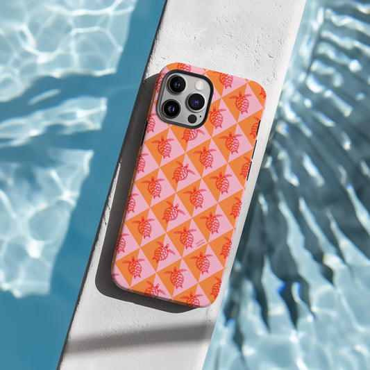 iPhone Tough Phone Case - Turtle Diamonds Candy Sunset