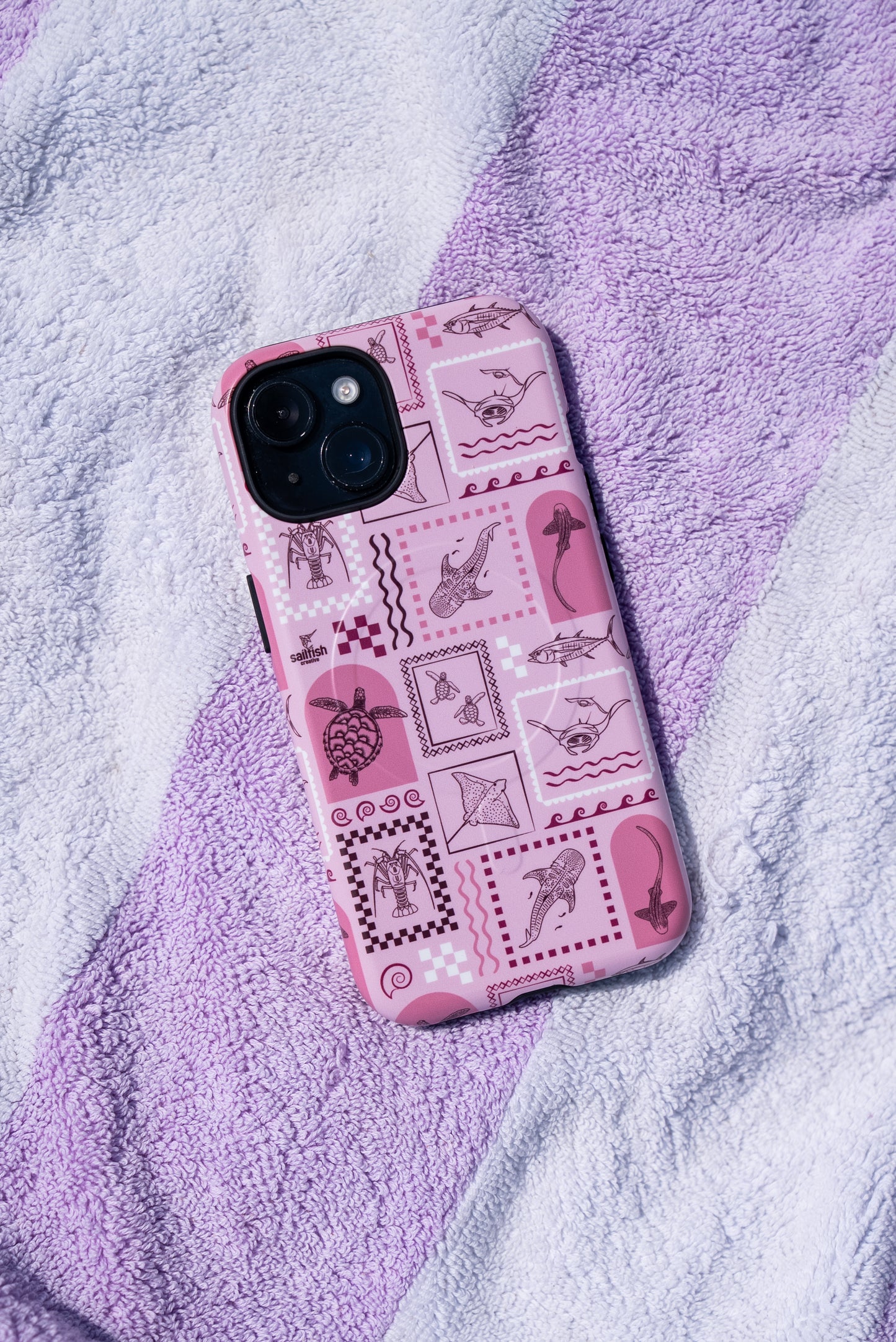 iPhone MagSafe Tough Phone Case - Arches Print Orchid
