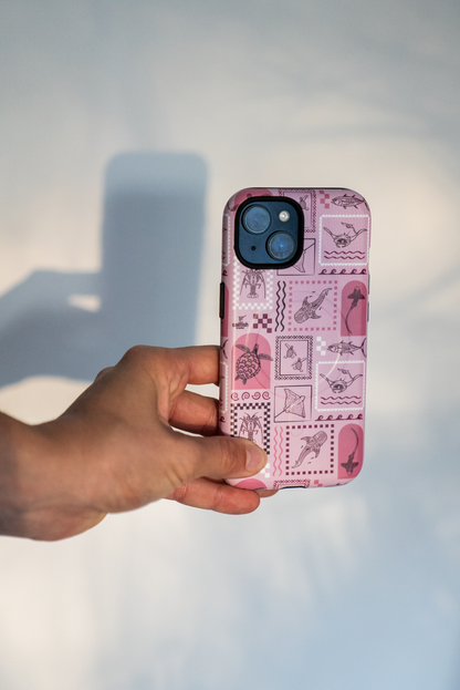 iPhone MagSafe Tough Phone Case - Arches Print Orchid