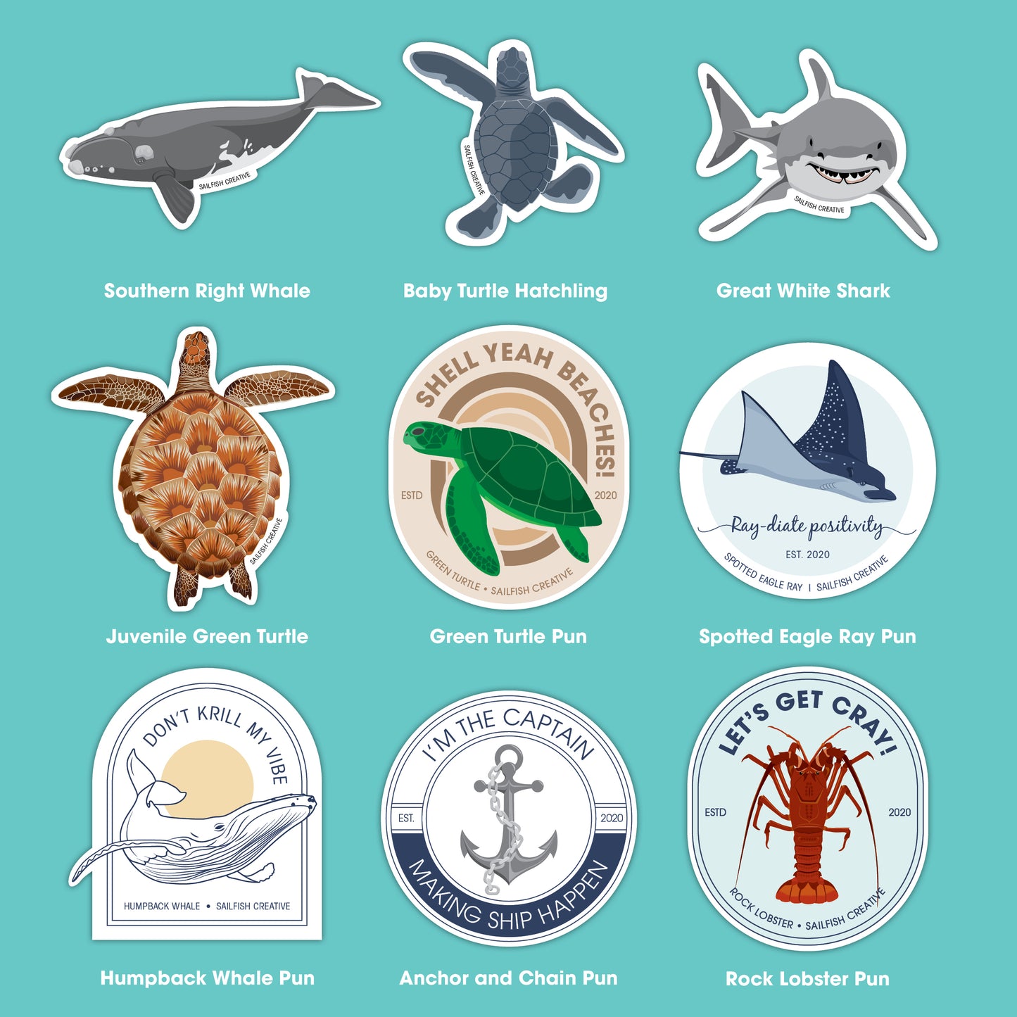 10 STICKERS - Build a Bundle - Sailfish Creative